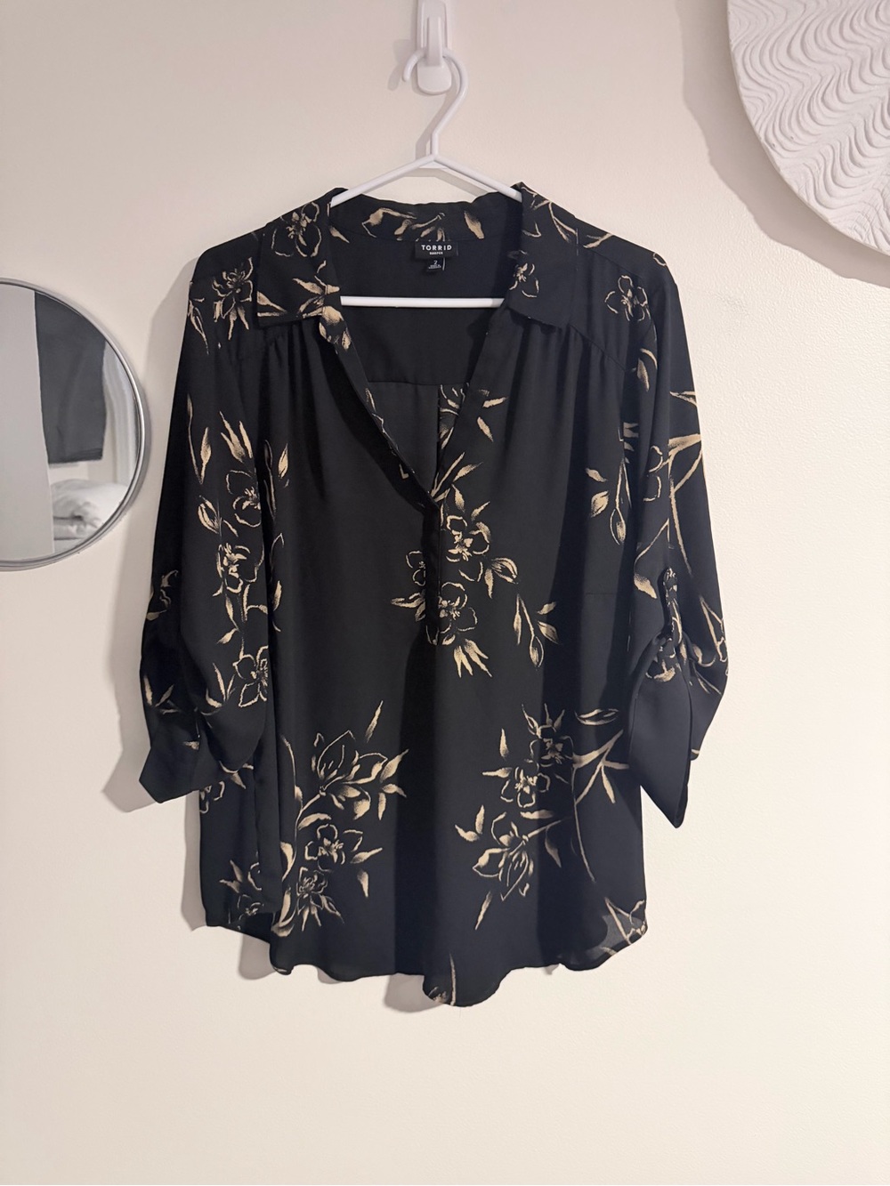 Torrid Black Floral Blouse - V-Neck